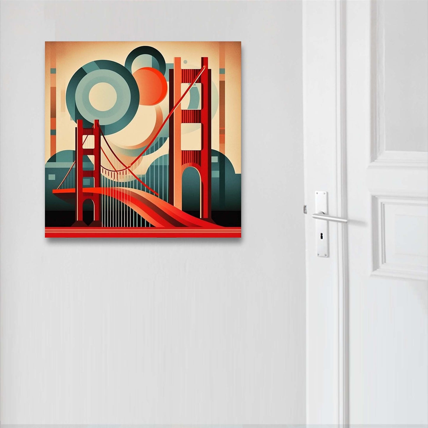San Francisco Golden Gate Bridge - peinture murale dans le style du minimalisme