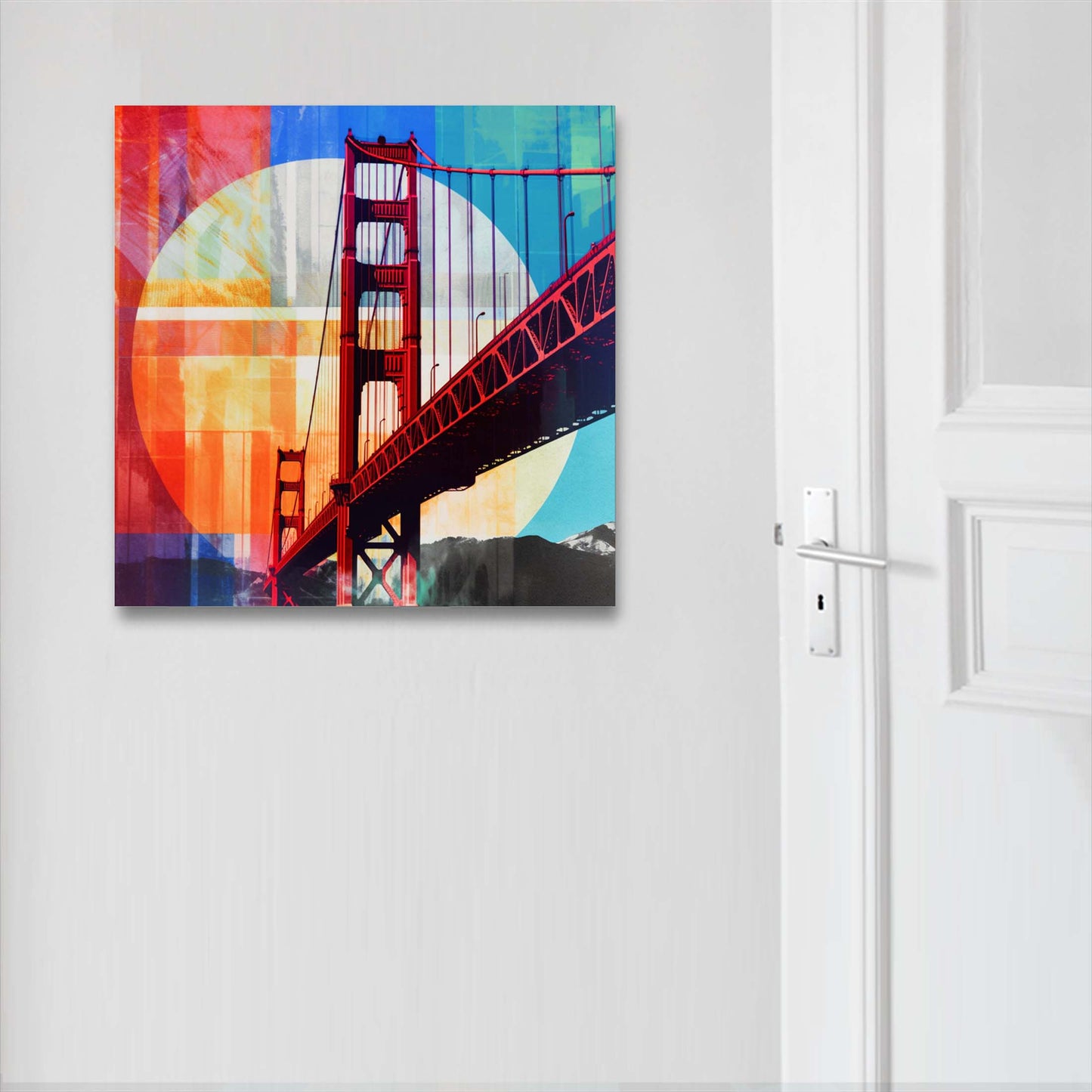 San Francisco Golden Gate Bridge - mural in the style of pop art