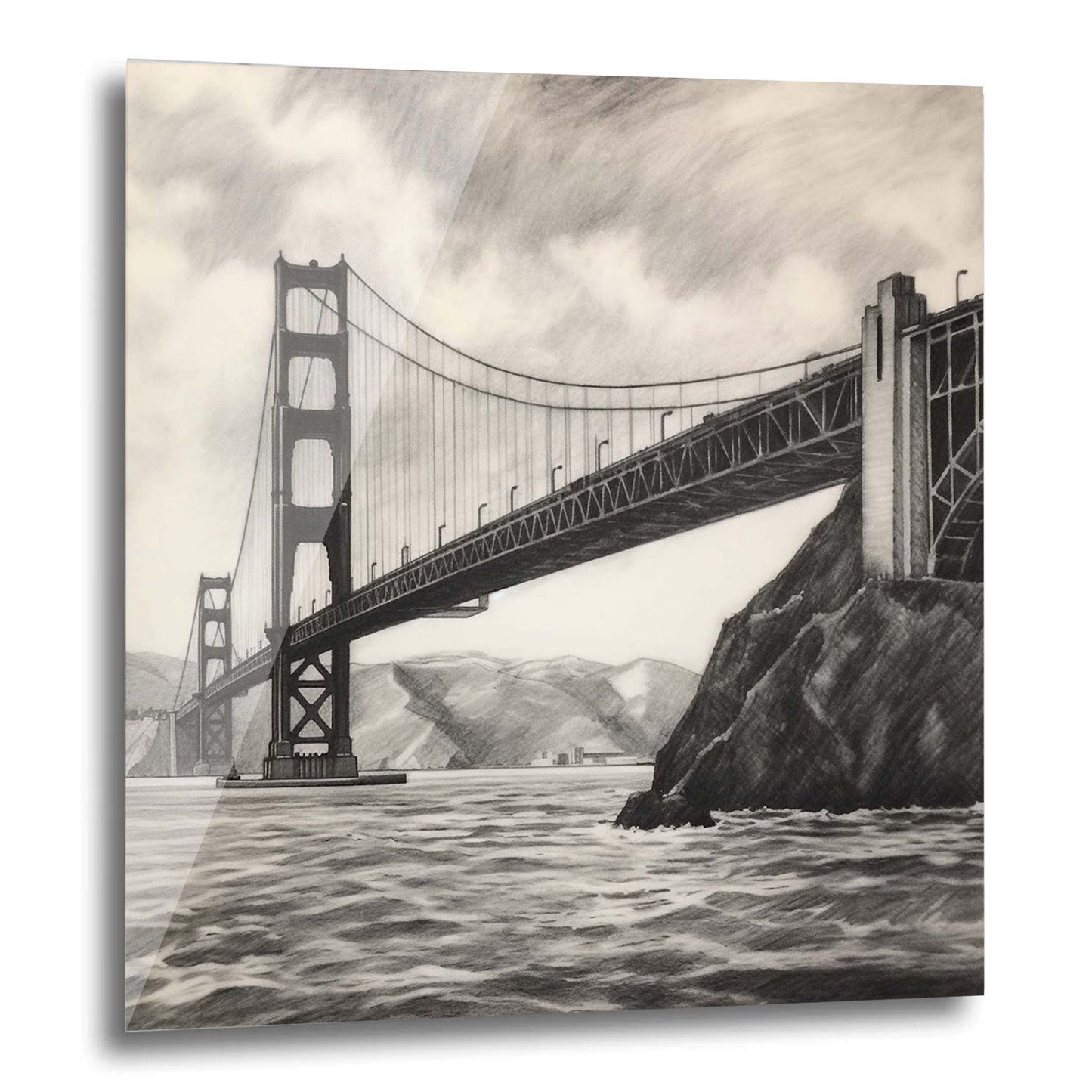 San Francisco Golden Gate Bridge - Mural in the style of a drawing