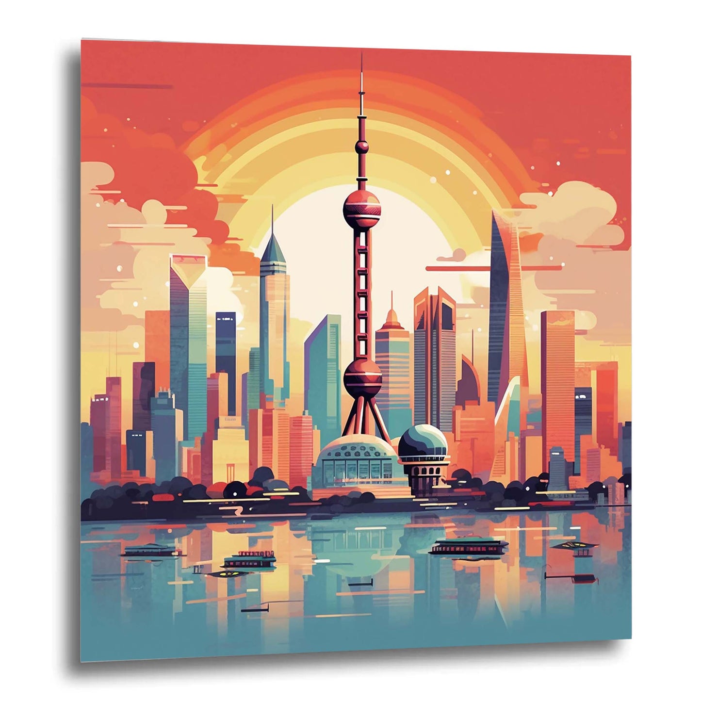 Peinture murale Shanghai Skyline dans le style du minimalisme