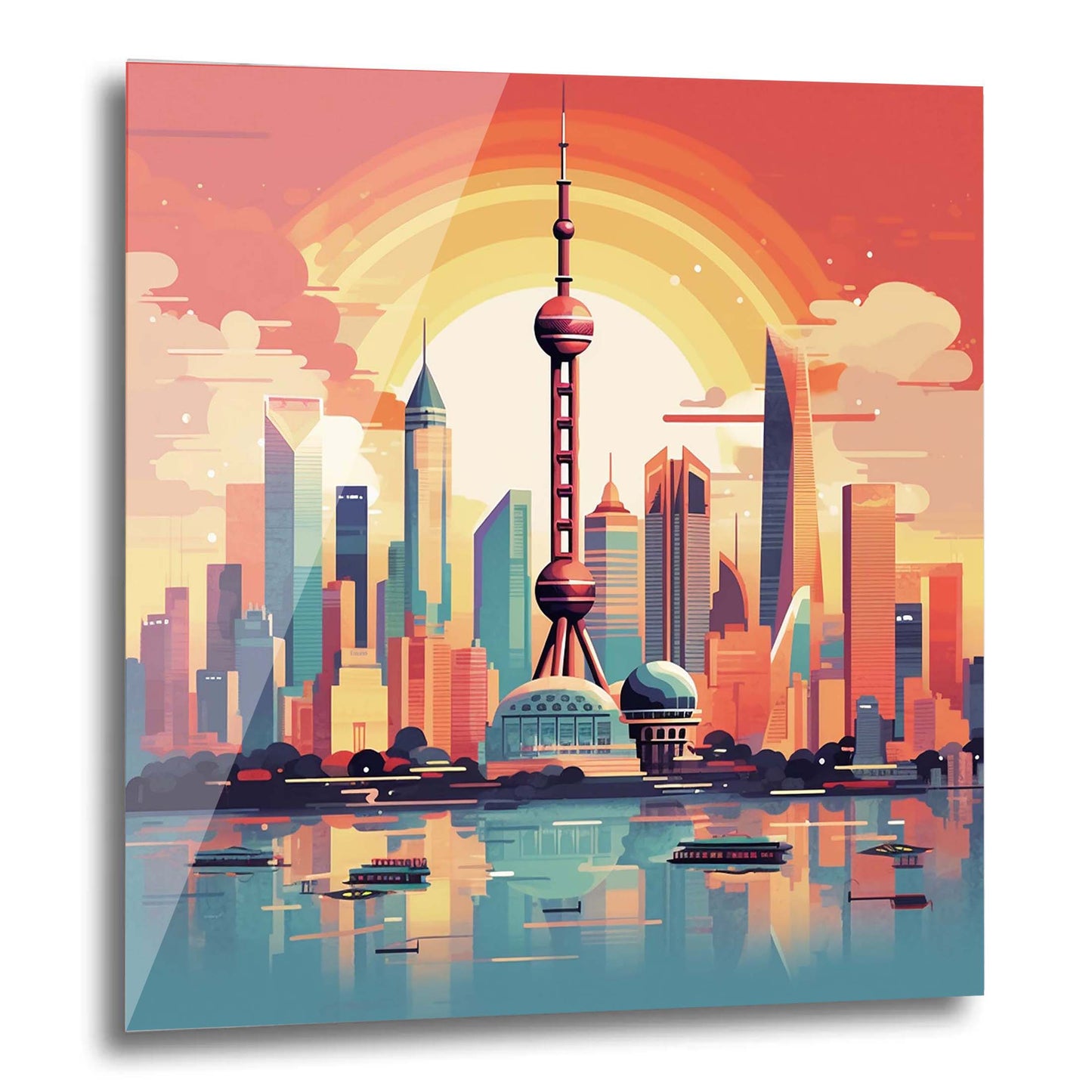 Peinture murale Shanghai Skyline dans le style du minimalisme