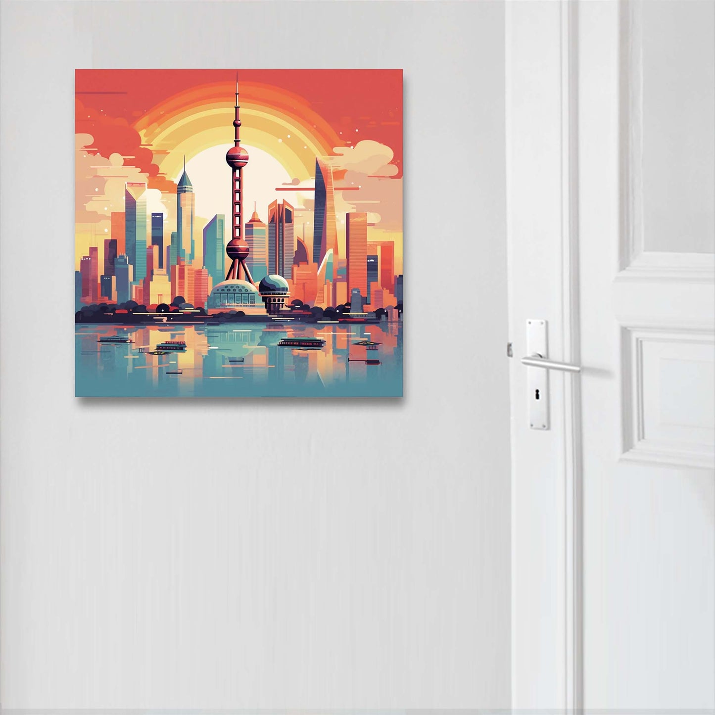 Peinture murale Shanghai Skyline dans le style du minimalisme