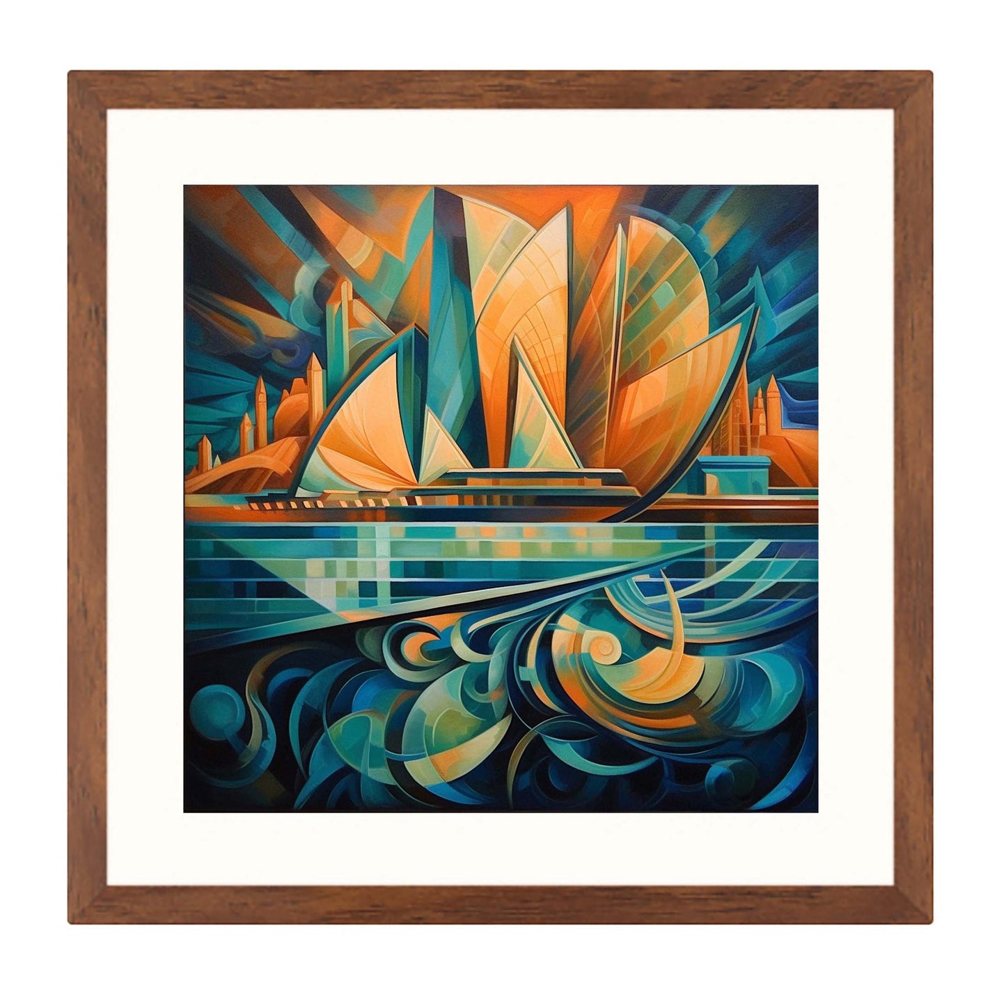 Sydney - Opera House - peinture murale dans le style du futurisme