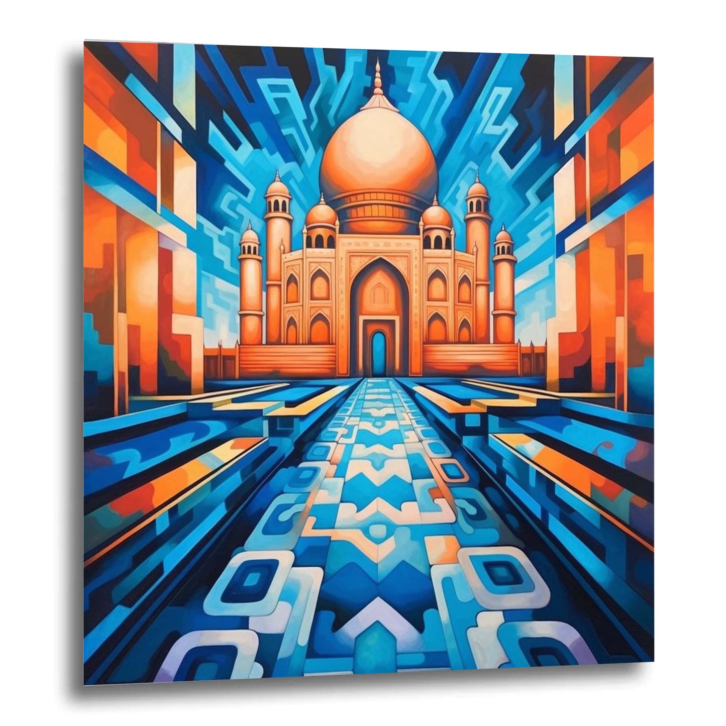 Taj Mahal - mural in the style of futurism