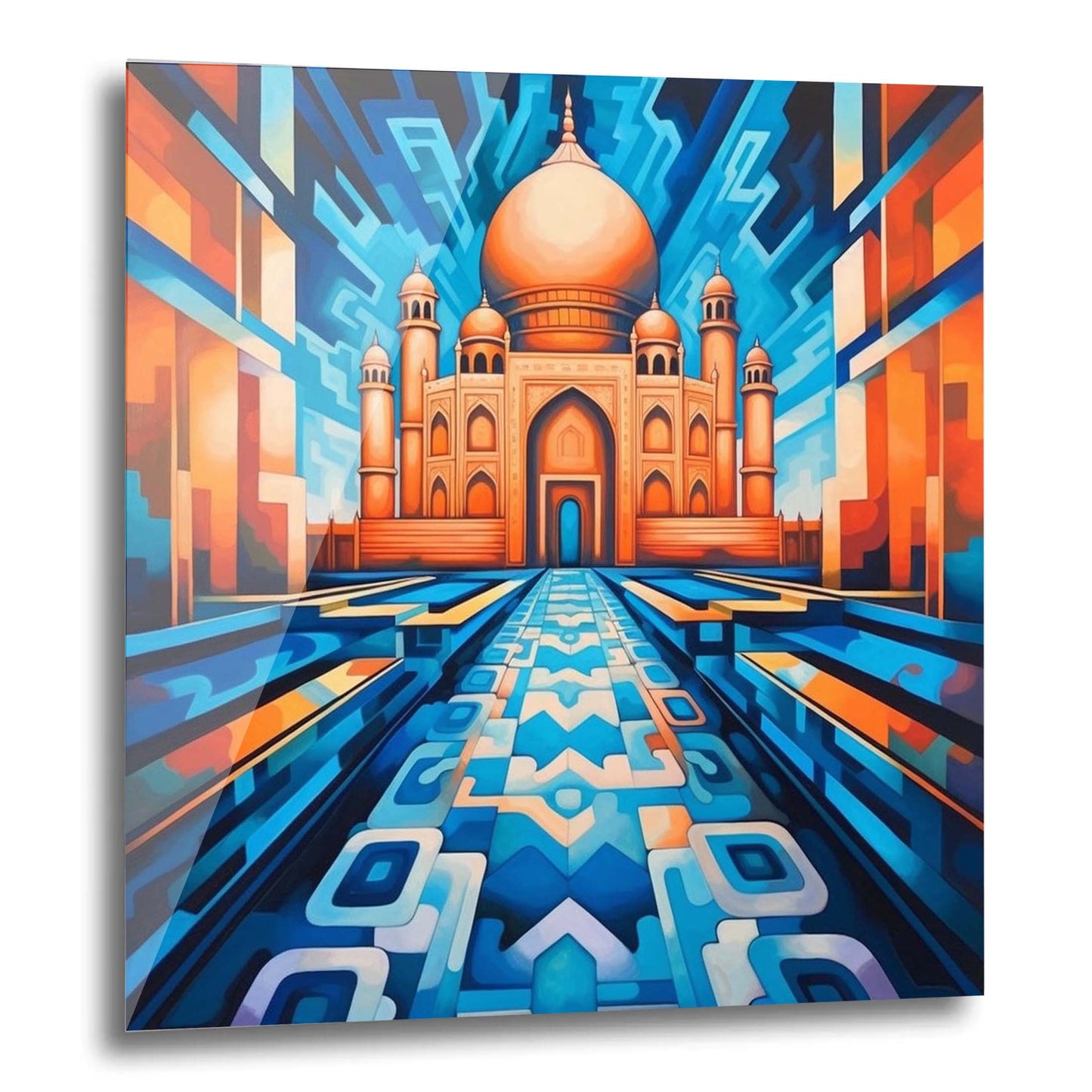 Taj Mahal - mural in the style of futurism