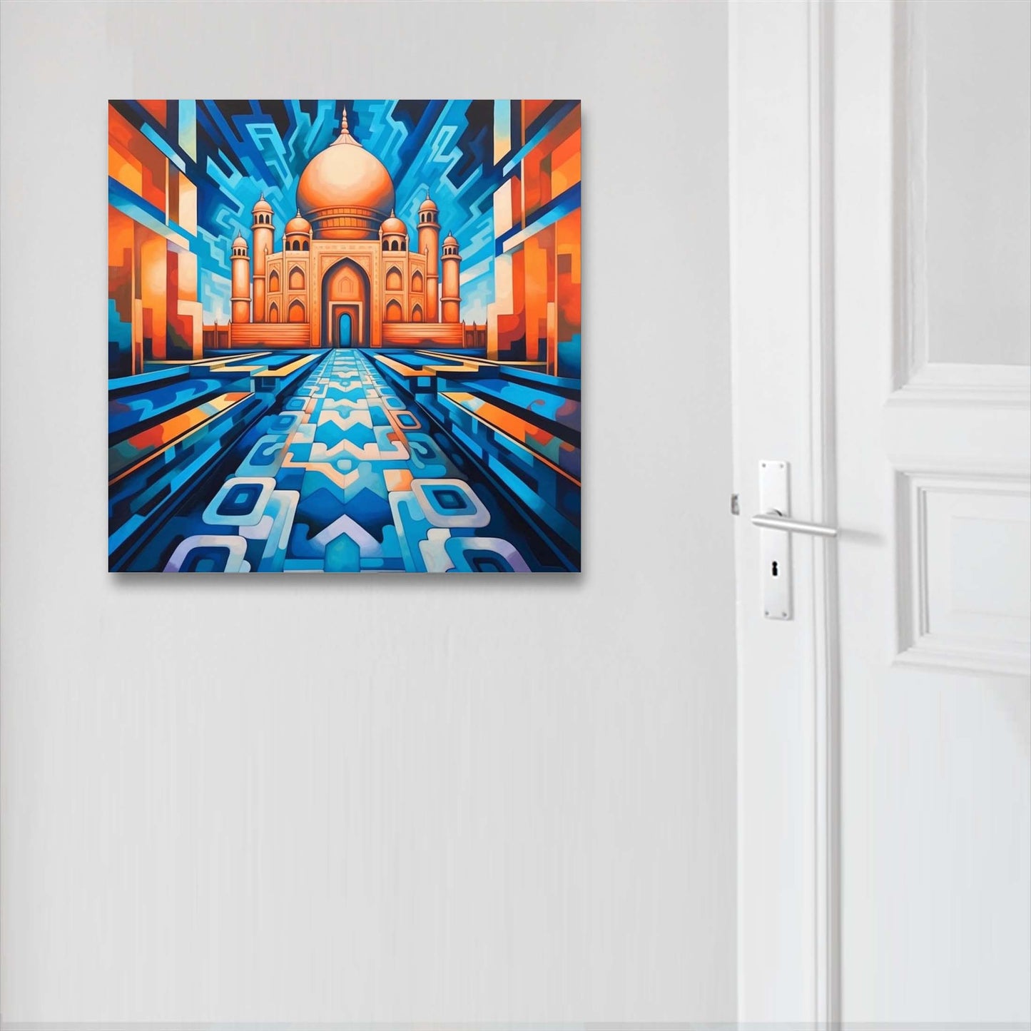 Taj Mahal - mural in the style of futurism