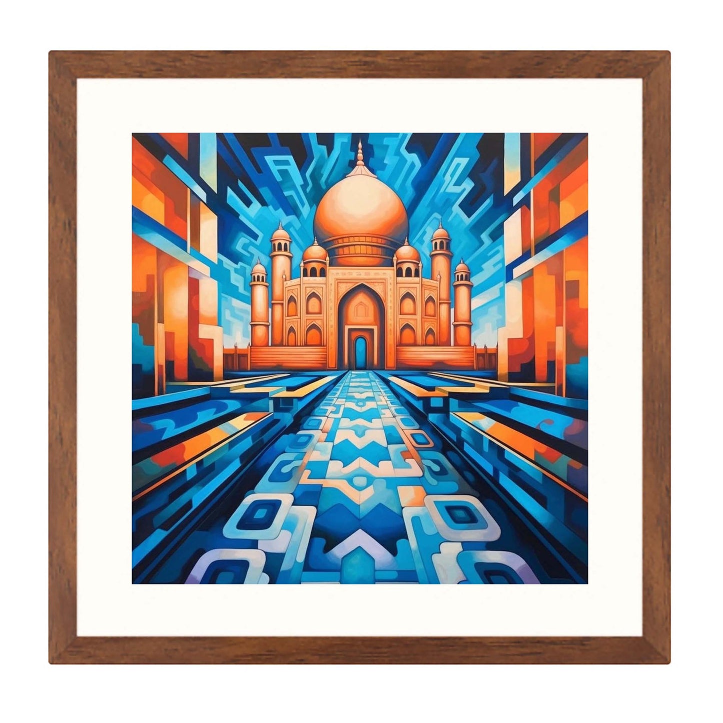 Taj Mahal - mural in the style of futurism