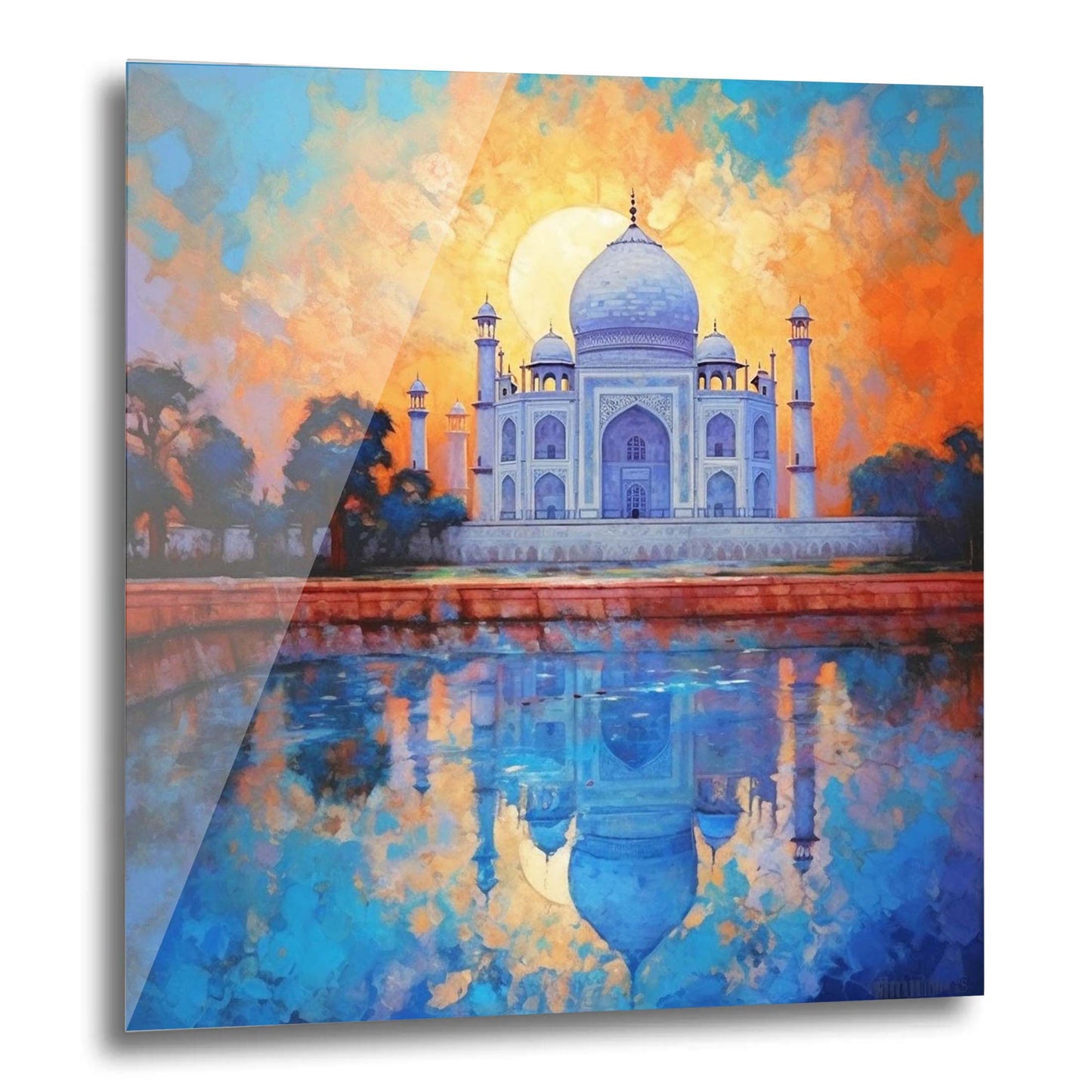 Taj Mahal - peinture murale dans le style de l'impressionnisme