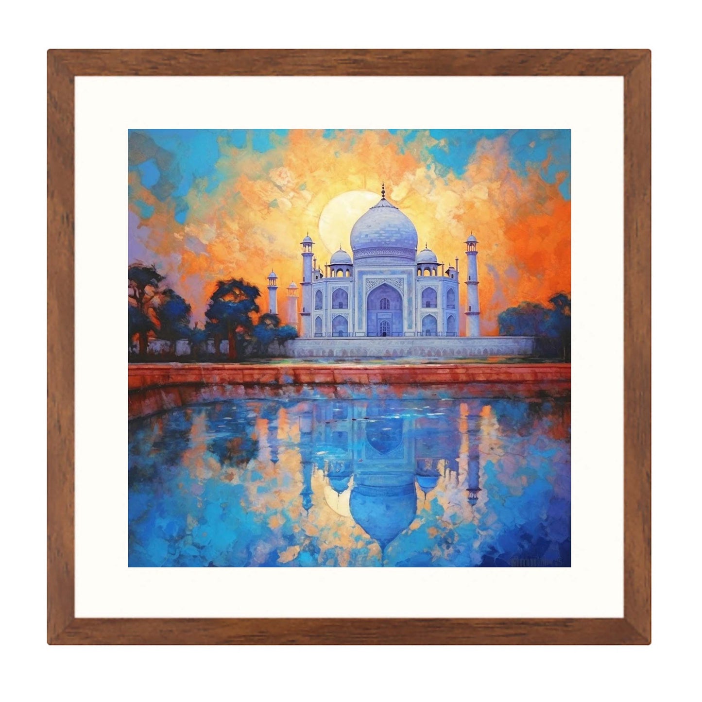 Taj Mahal - peinture murale dans le style de l'impressionnisme
