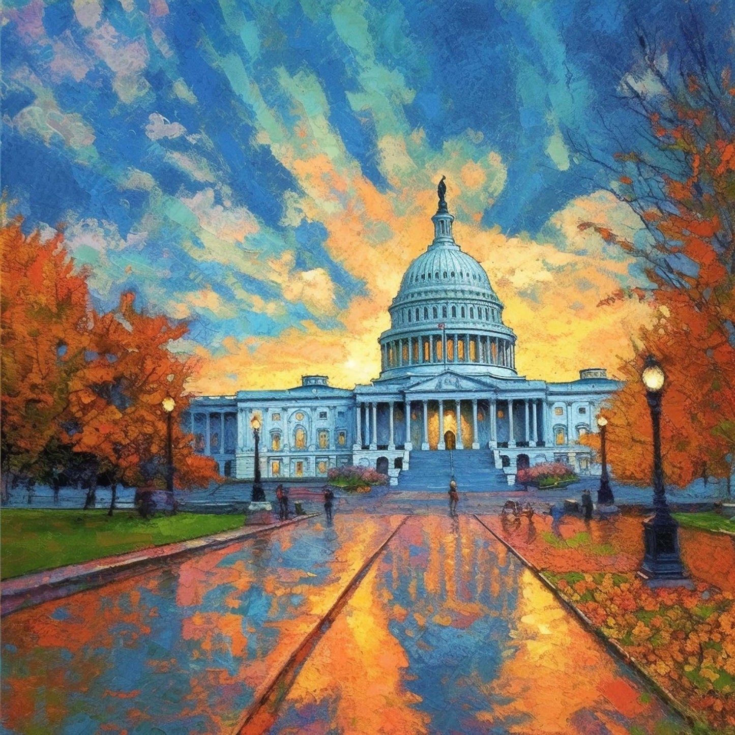 Washington Kapitol - Wandbild in der Stilrichtung des Impressionismus