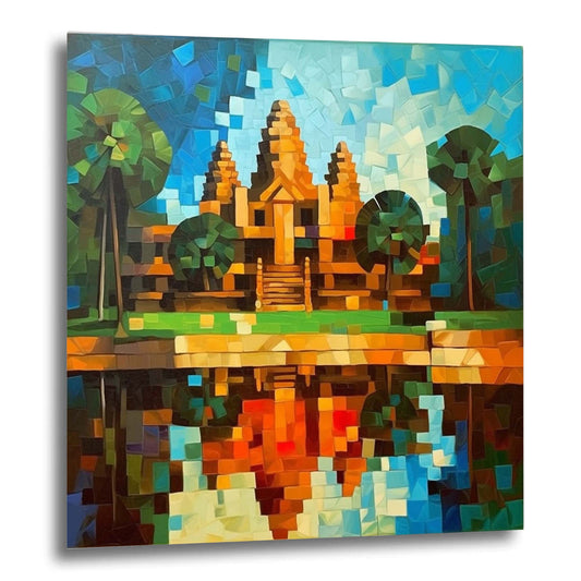 Angkor Wat - mural in the style of expressionism