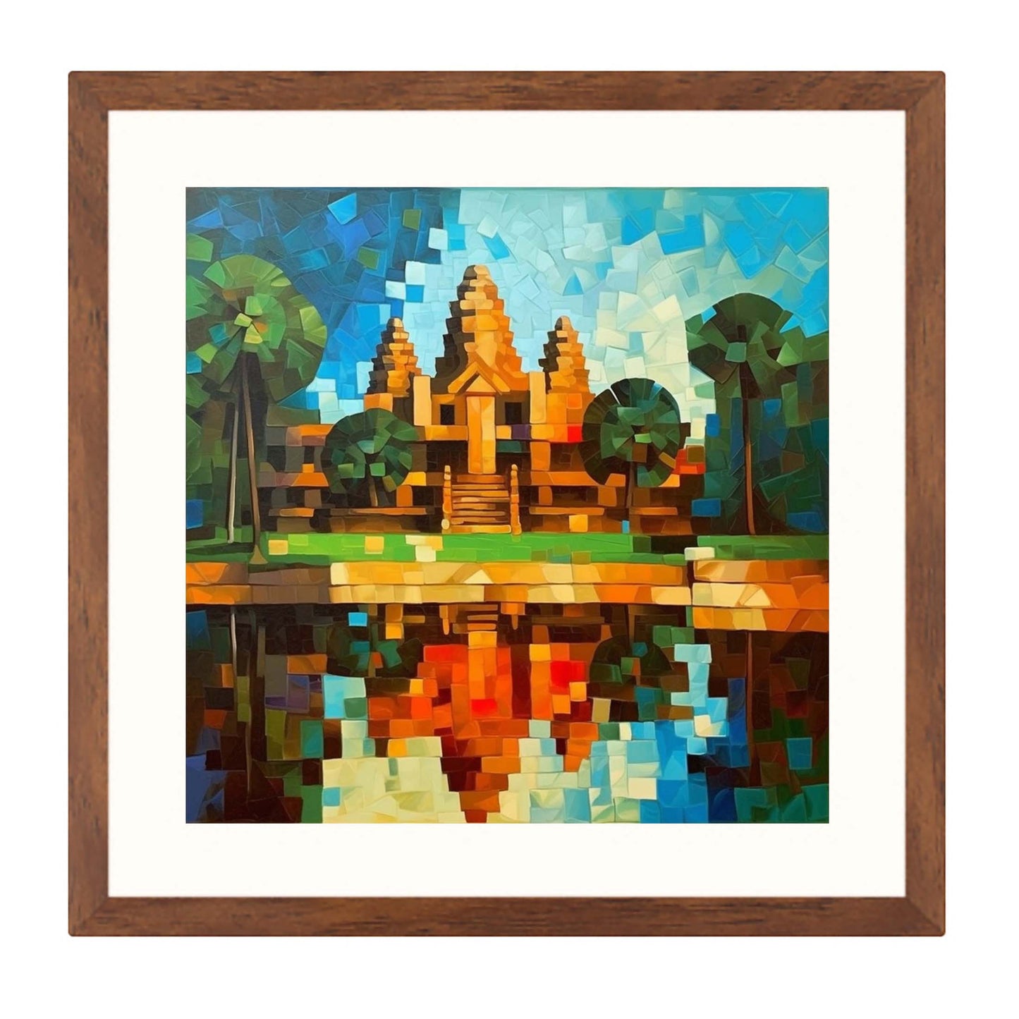 Angkor Wat - peinture murale dans le style de l'expressionnisme