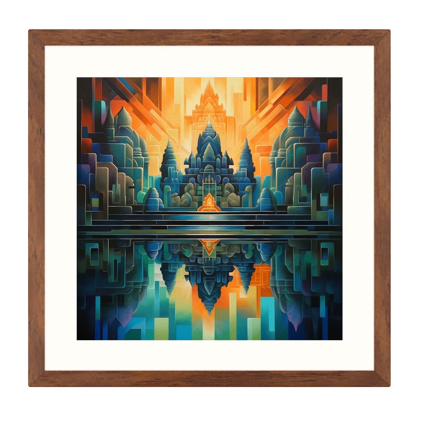 Angkor Wat - mural in the style of futurism