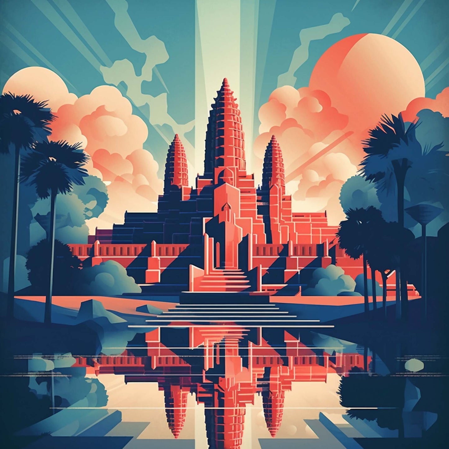 Urbanisto - Angkor Wat - Wandbild in der Stilrichtung des Minimalismus