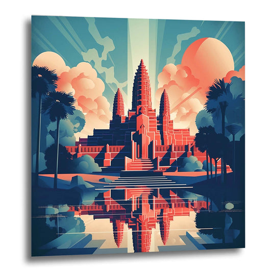 Angkor Wat - mural in the style of minimalism