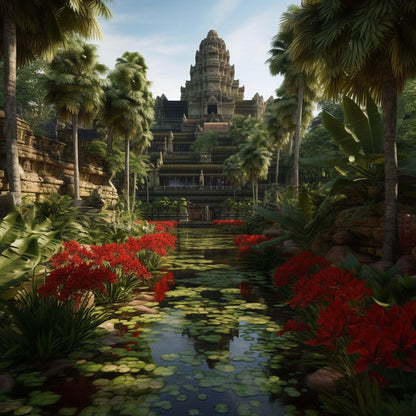 Urbanisto - Angkor Wat - Wandbild in der Stilrichtung Urban Jungle