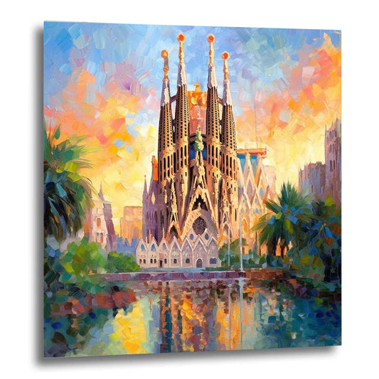 Barcelone Sagrada Familia - peinture murale dans le style de l'impressionnisme