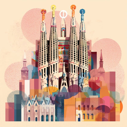 Urbanisto - Barcelona Sagrada Familia - Wandbild in der Stilrichtung des Minimalismus