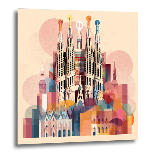 Barcelona Sagrada Familia - mural in the style of minimalism