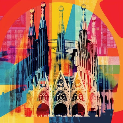Urbanisto-Barcelona-Sagrada-Familia-Wandbild-Pop-Art