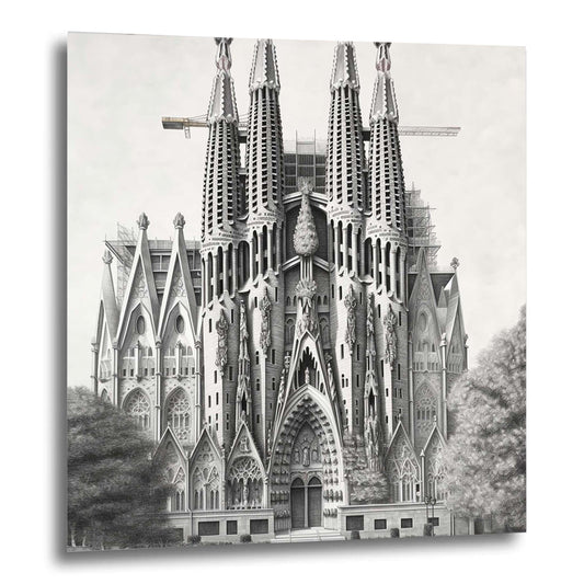 Barcelona Sagrada Familia - Wandbild in der Stilrichtung einer Zeichnung