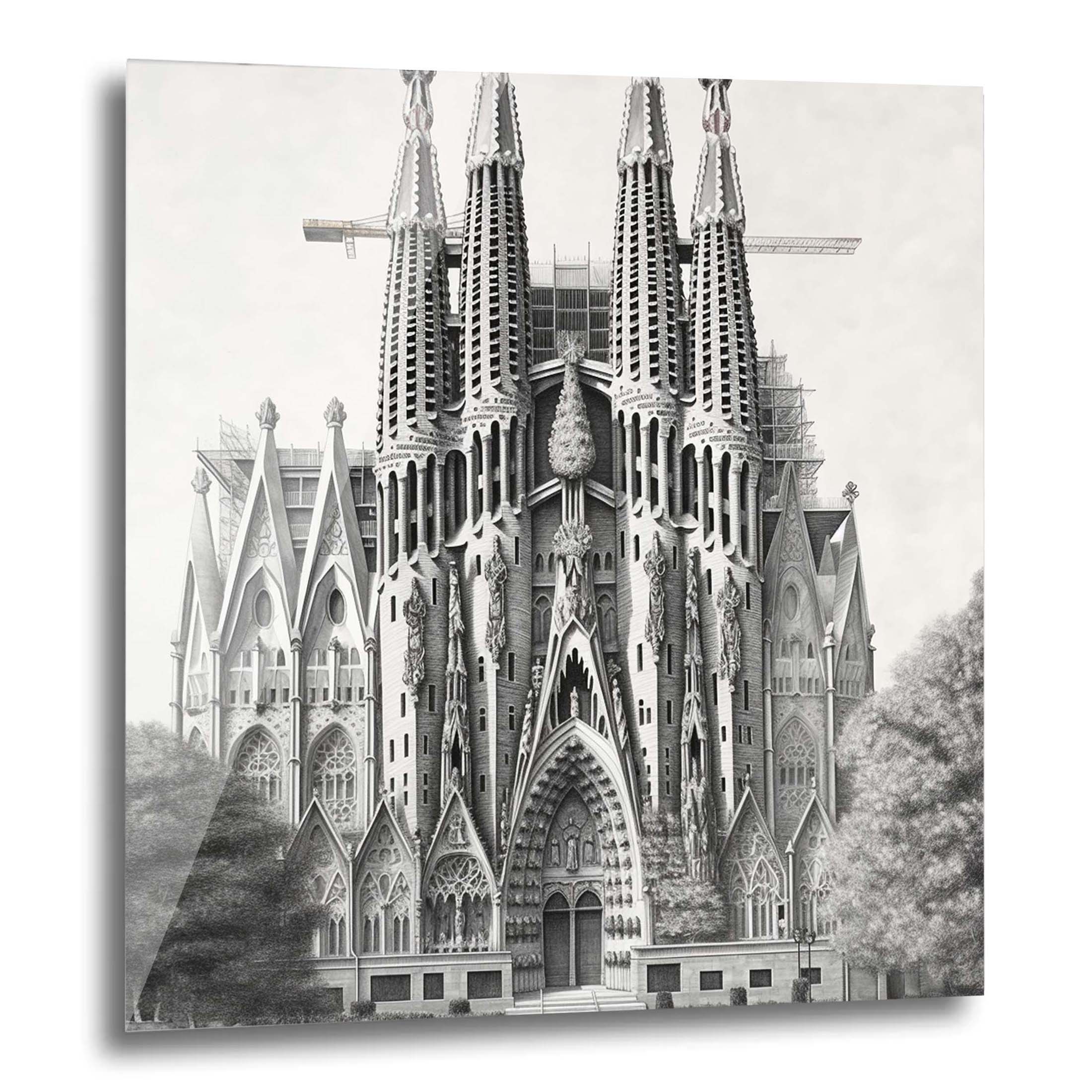 Barcelone Sagrada Familia peinture murale dans le style d un dessin