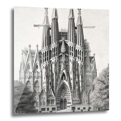 Barcelona Sagrada Familia - mural in the style of a drawing