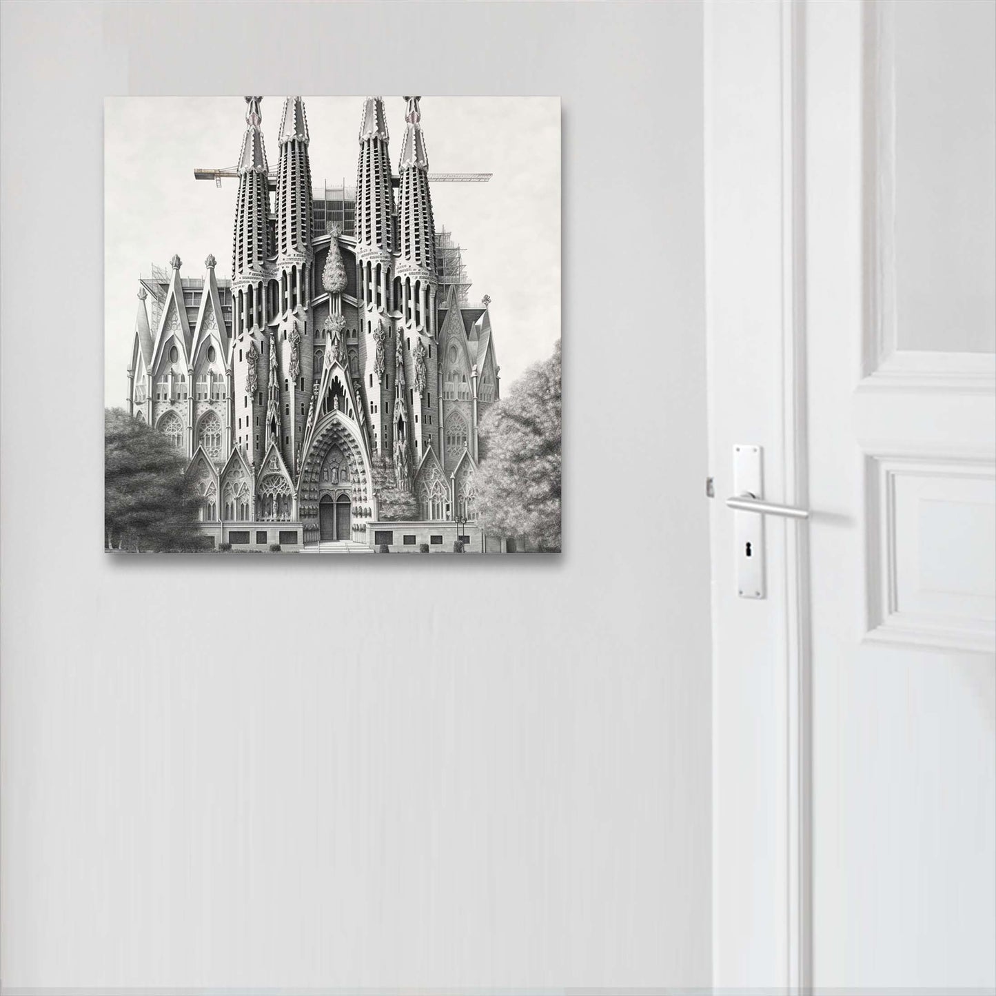 Barcelona Sagrada Familia - mural in the style of a drawing