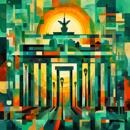 Urbanisto - Berlin Brandenburger Tor - Wandbild in der Stilrichtung des Futurismus