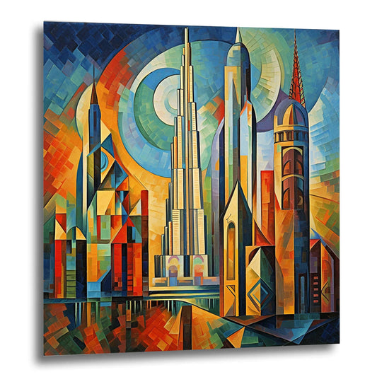 Dubai Burj Khalifa - mural in the style of expressionism