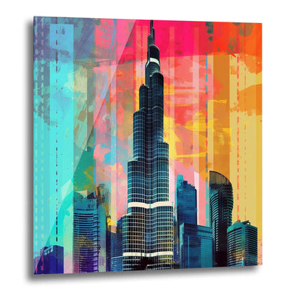 Dubai Burj Khalifa - mural in pop art style