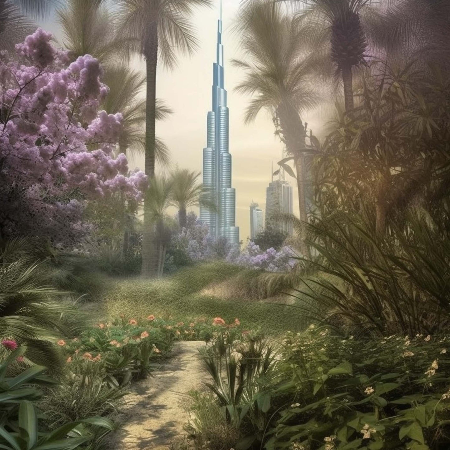 Urbanisto - Dubai Burj Khalifa - Wandbild in der Stilrichtung Urban Jungle