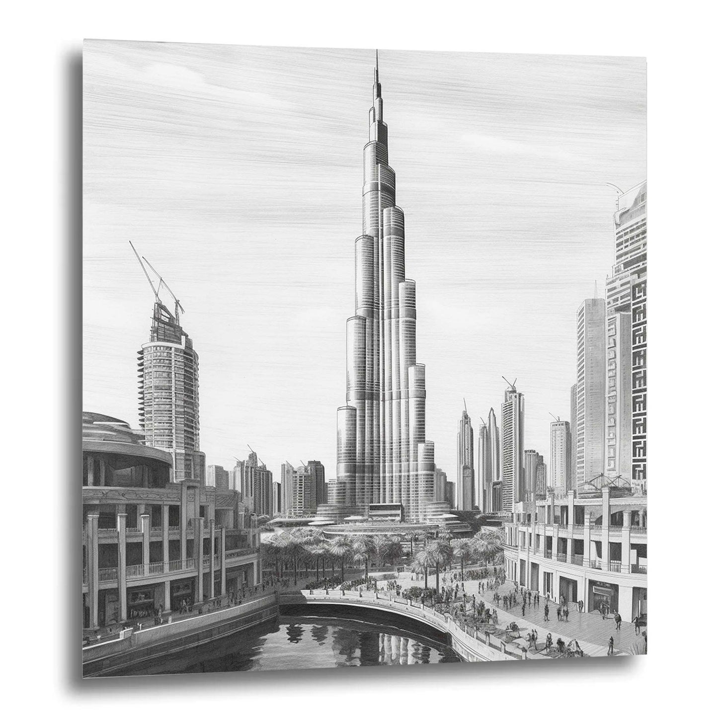 Peinture murale Burj Khalifa de Dubaï dans le style d'un dessin
