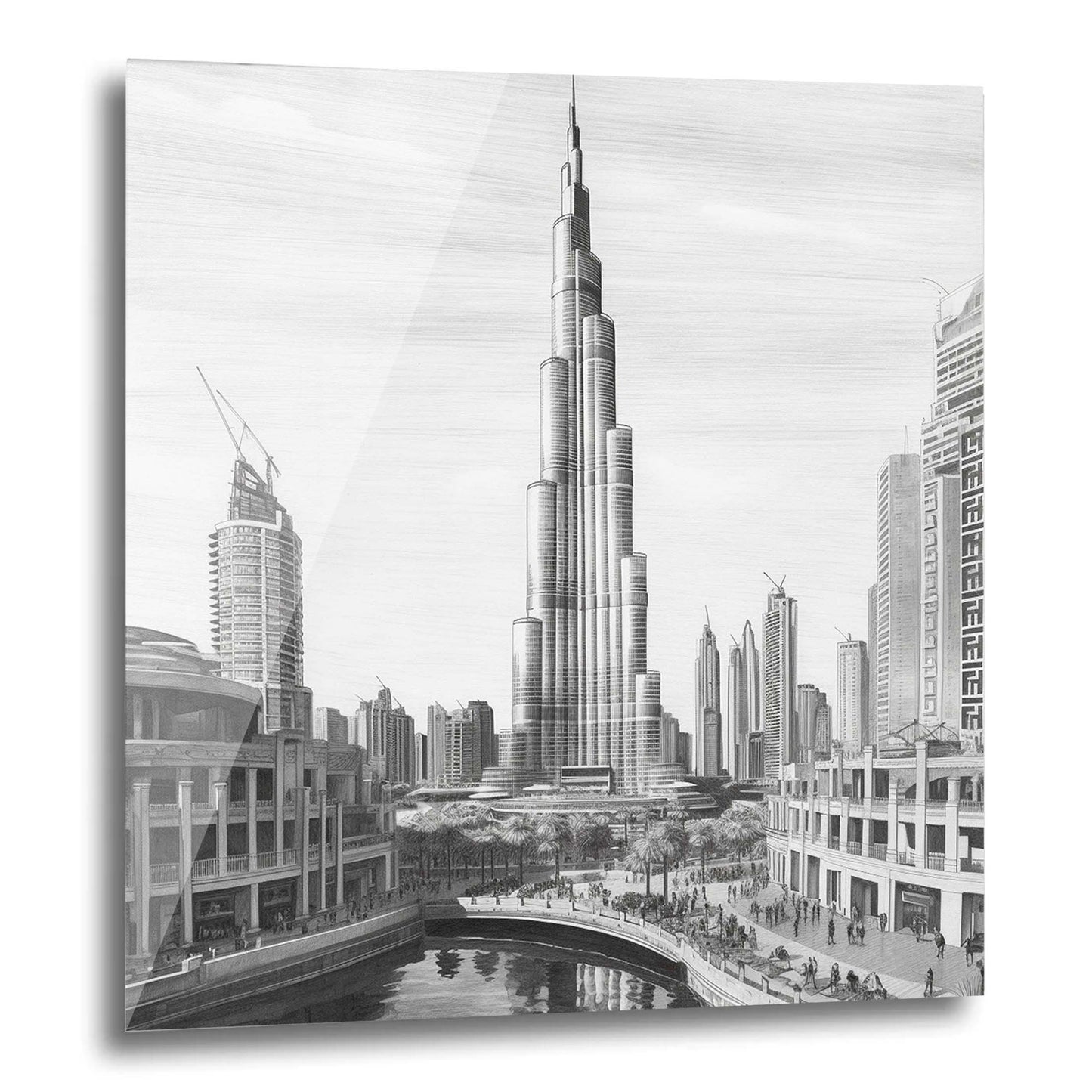 Peinture murale Burj Khalifa de Dubaï dans le style d'un dessin