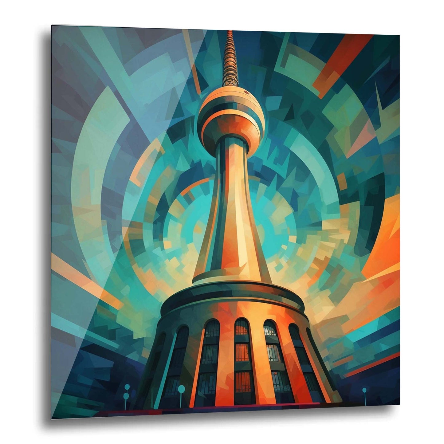 Berlin TV tower - mural in the style of futurism