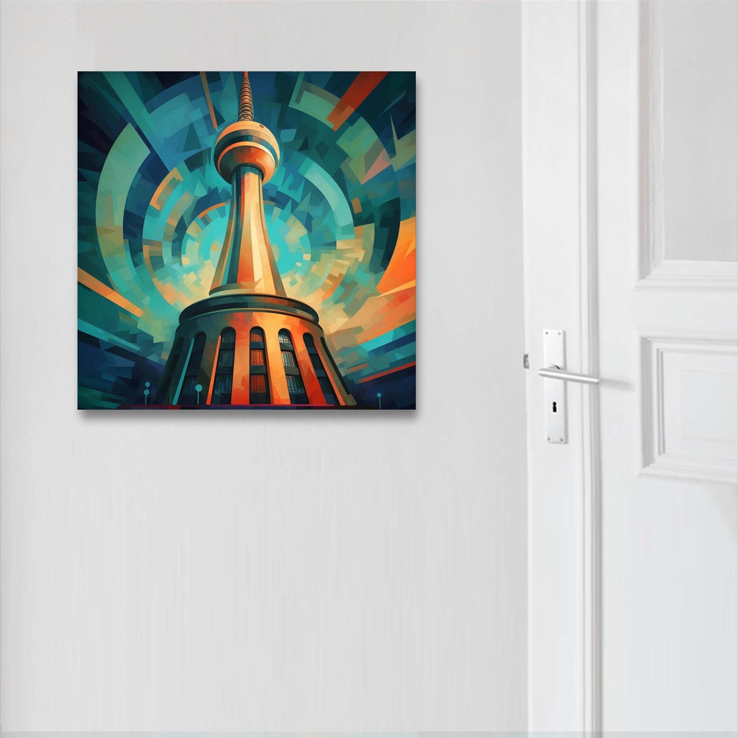 Berlin TV tower - mural in the style of futurism