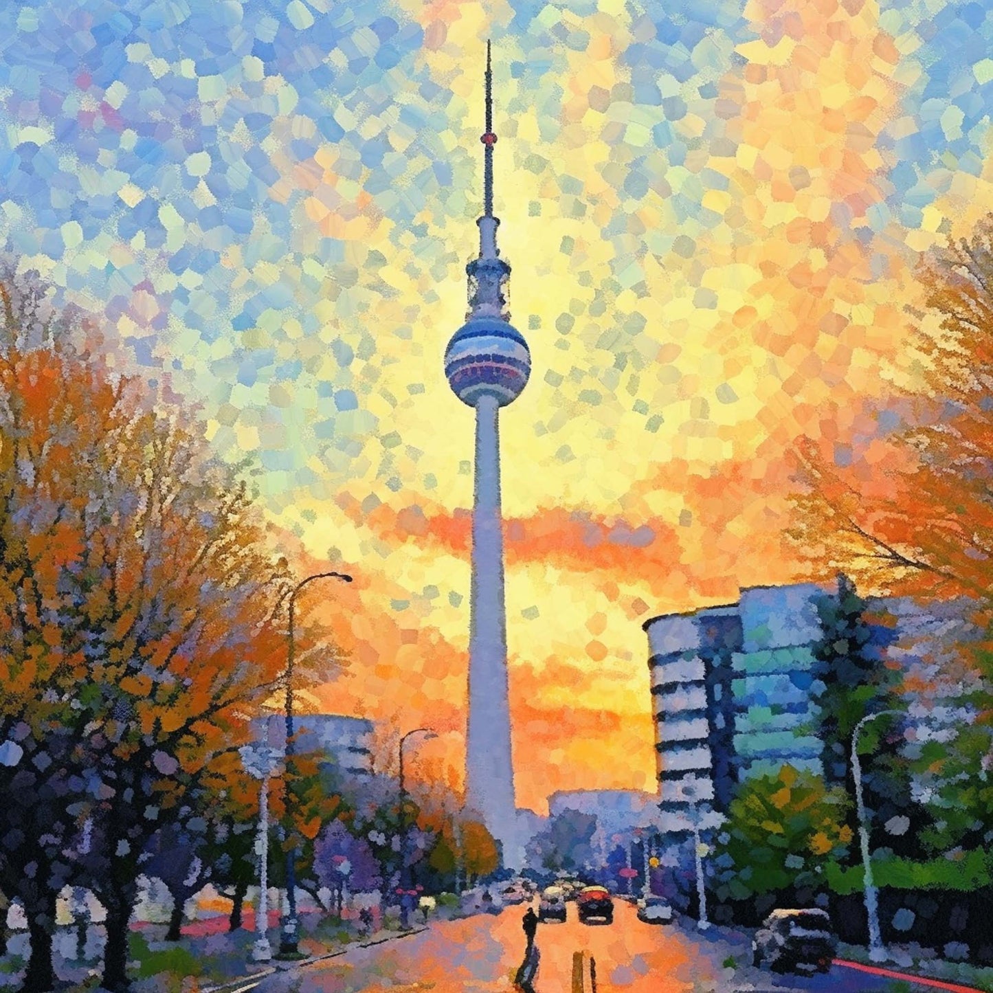 Berlin Fernsehturm - Wandbild in der Stilrichtung des Impressionismus
