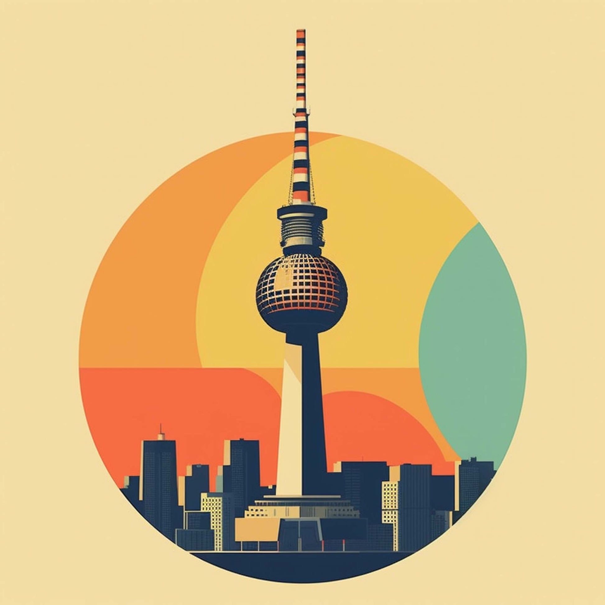 Urbanisto - Berlin Fernsehturm - Wandbild in der Stilrichtung des Minimalismus