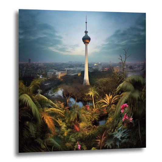 Berlin Fernsehturm - Wandbild in der Stilrichtung Urban Jungle