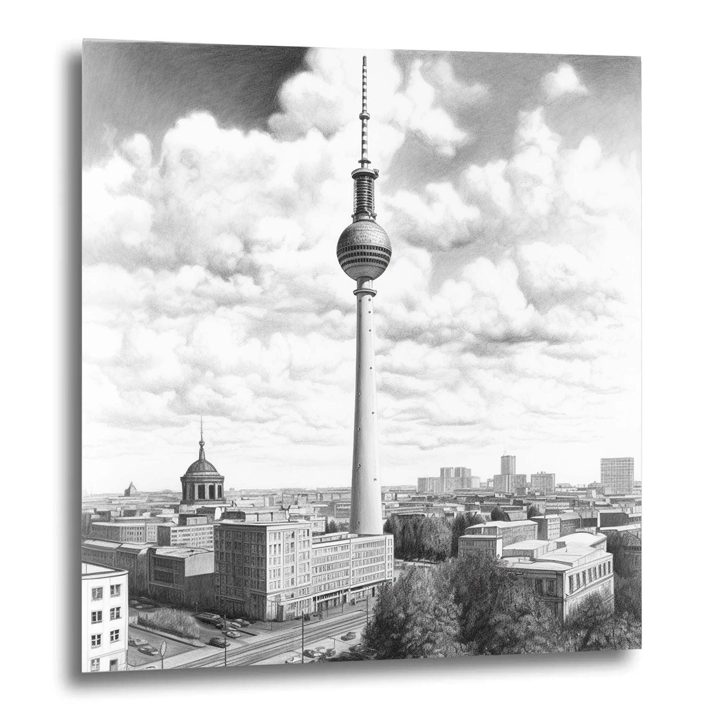 Berlin TV tower - mural in the style of a drawing