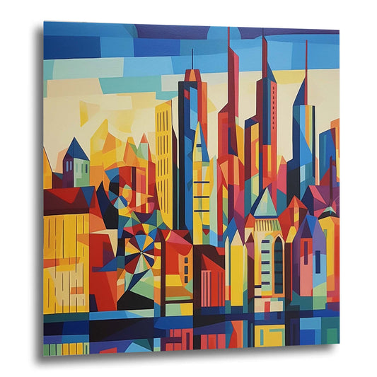 Frankfurt skyline - mural in the style of expressionism