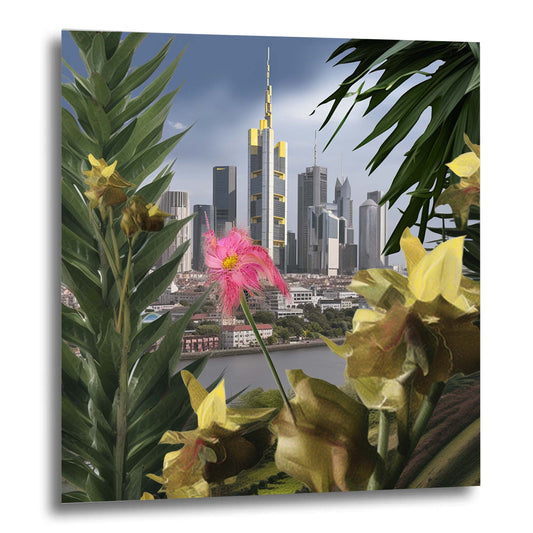 Frankfurt Skyline - Wandbild in der Stilrichtung Urban Jungle