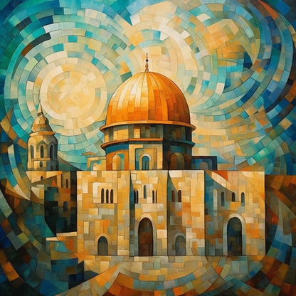 Urbanisto - Jerusalem Felsendom - Wandbild in der Stilrichtung des Expressionismus