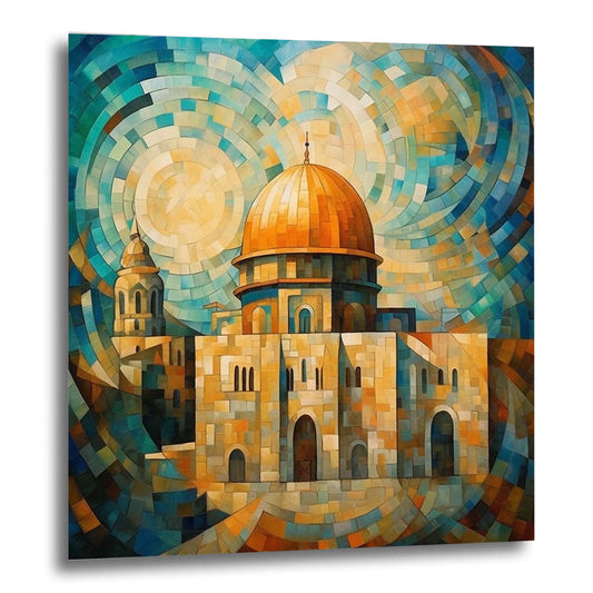 Jerusalem Dome of the Rock - mural in the style of expressionism