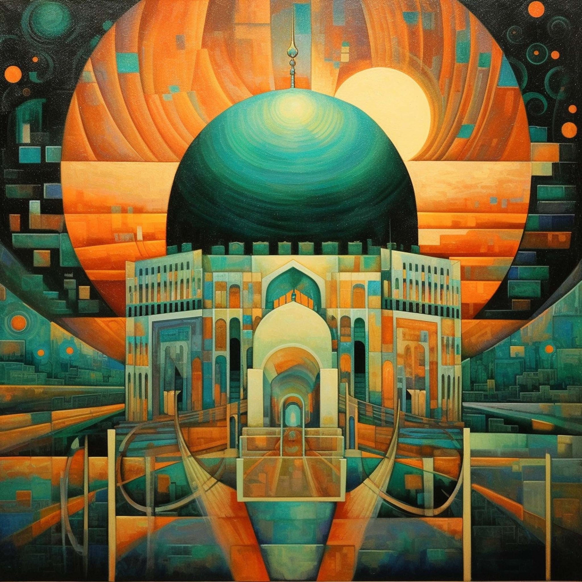 Urbanisto - Jerusalem Felsendom - Wandbild in der Stilrichtung des Futurismus