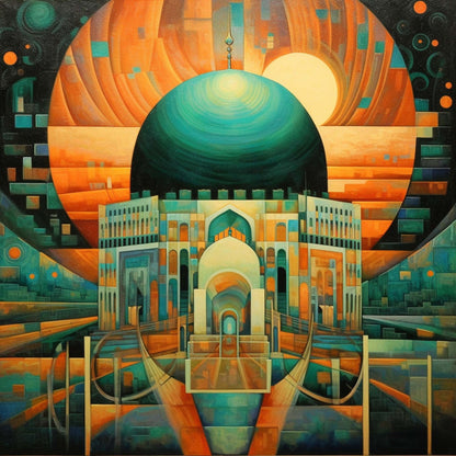 Urbanisto - Jerusalem Felsendom - Wandbild in der Stilrichtung des Futurismus