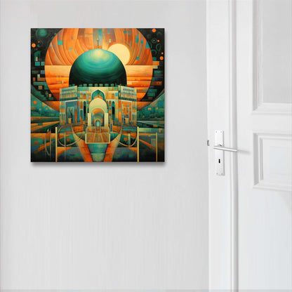 Jerusalem Dome of the Rock - mural in the style of futurism