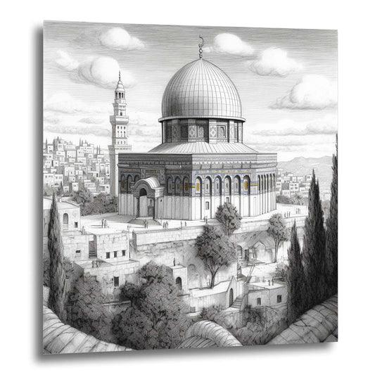 Jerusalem Felsendom - Wandbild in der Stilrichtung einer Zeichnung