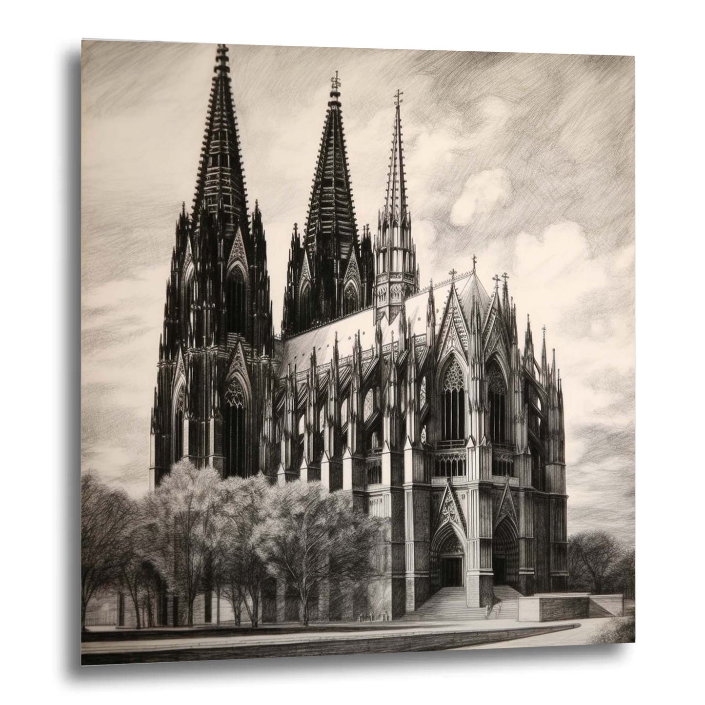 Kölner Dom - Wandbild in der Stilrichtung einer Zeichnung