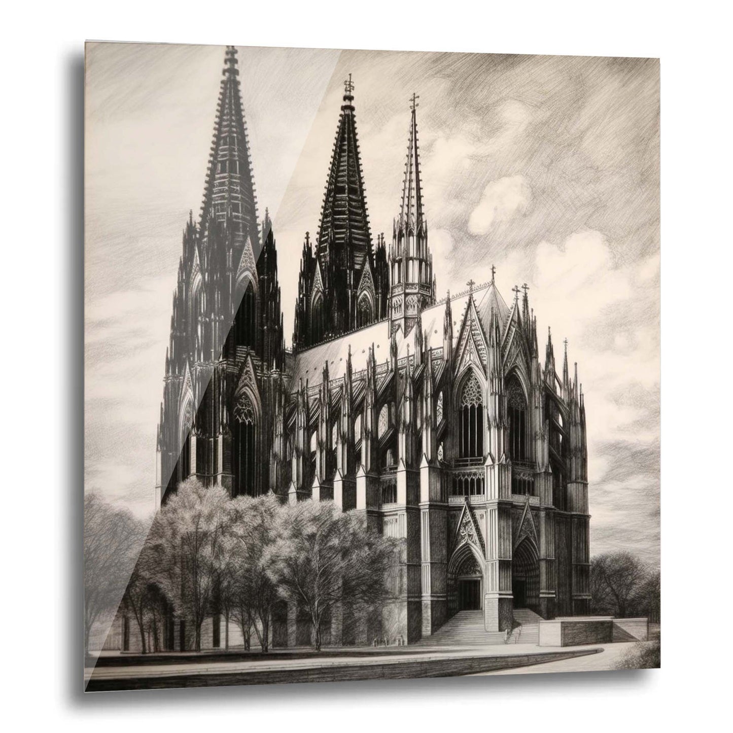 Kölner Dom - Wandbild in der Stilrichtung einer Zeichnung